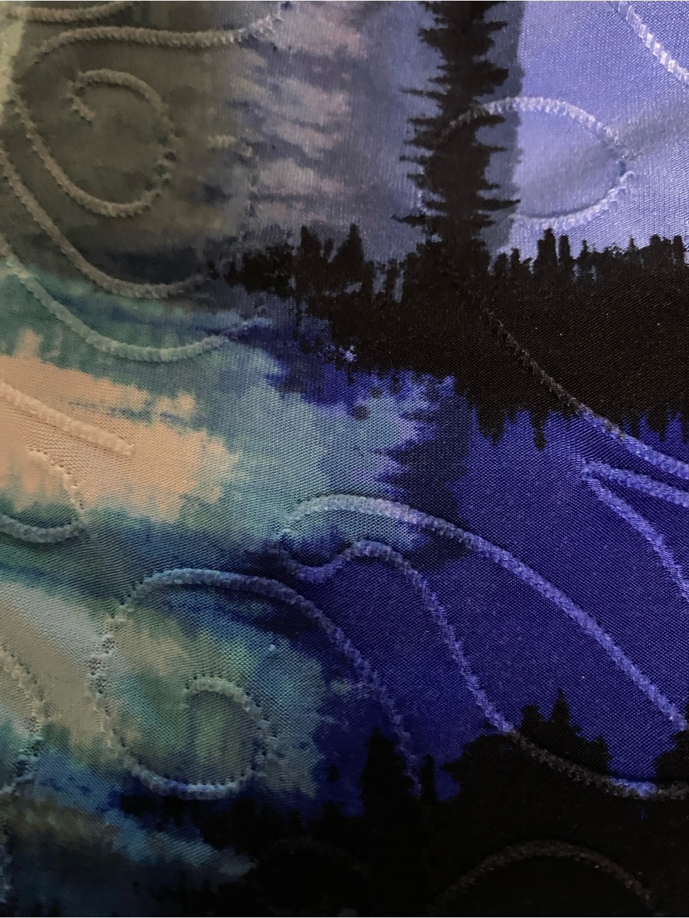 JM Collection Woman 3X Blue Abstract Embroidered Textured 3/4 Sleeve Top - Picture 4 of 11